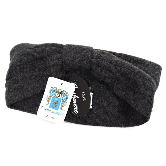 ⚜PORTOLANO⚜WOMENS GREY 100/% CASHMERE HEADBAND